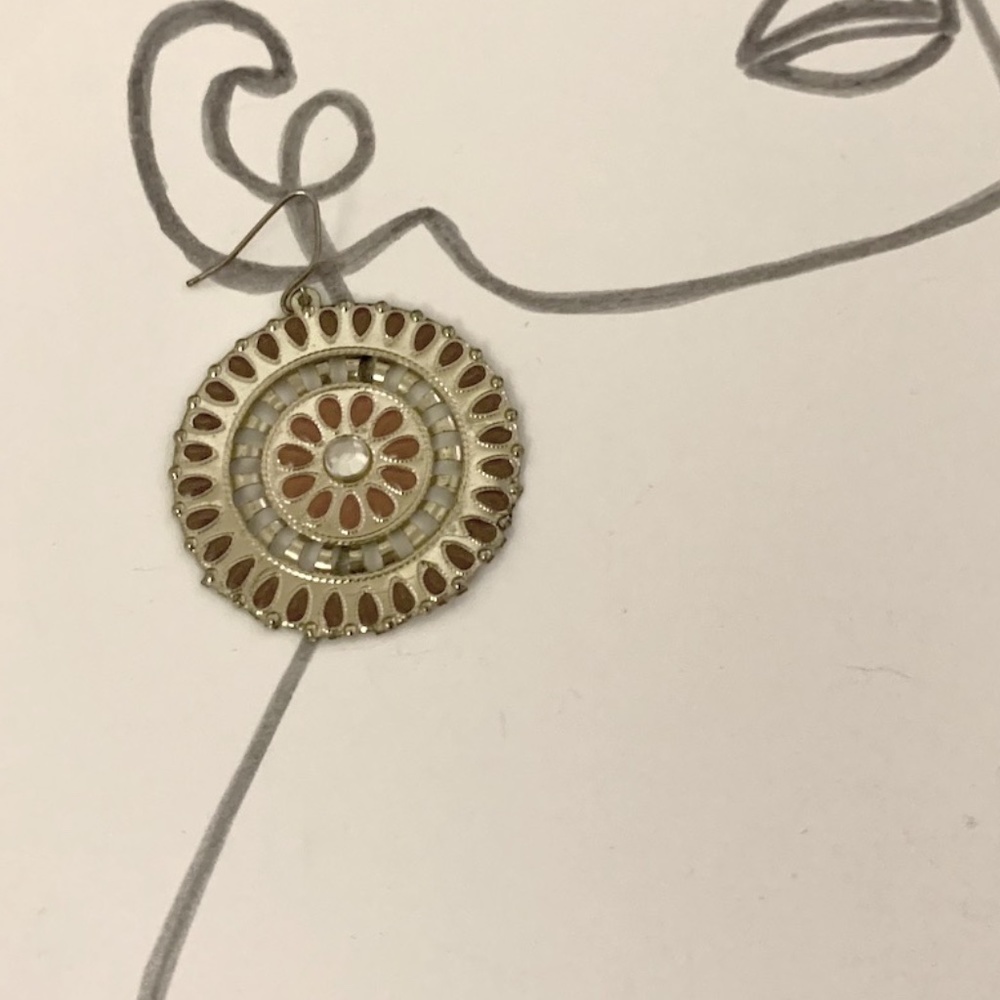 Mandala Inspired Brass Earrings with Pink Embellishments & Crystal Shine